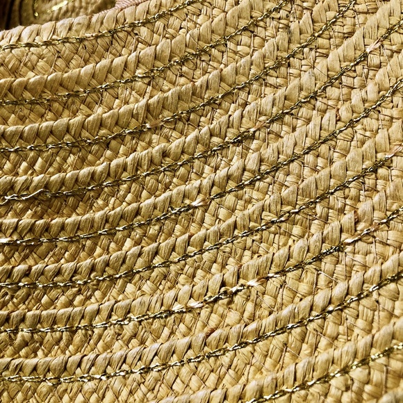 Ann Taylor Wide-Brimmed Gold Straw Sun Hat - Picture 3 of 6